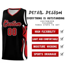 Black Red-White Graffiti Side Curve Basketball Jersey Sets 2