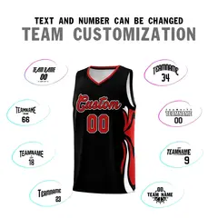 Black Red-White Graffiti Side Curve Basketball Jersey Sets 4