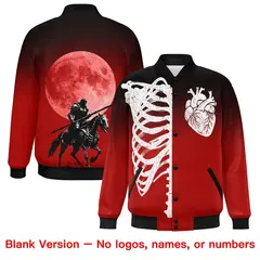 Black Red White Halloween Skeleton Varsity Jacket Moisture-Wicking 8
