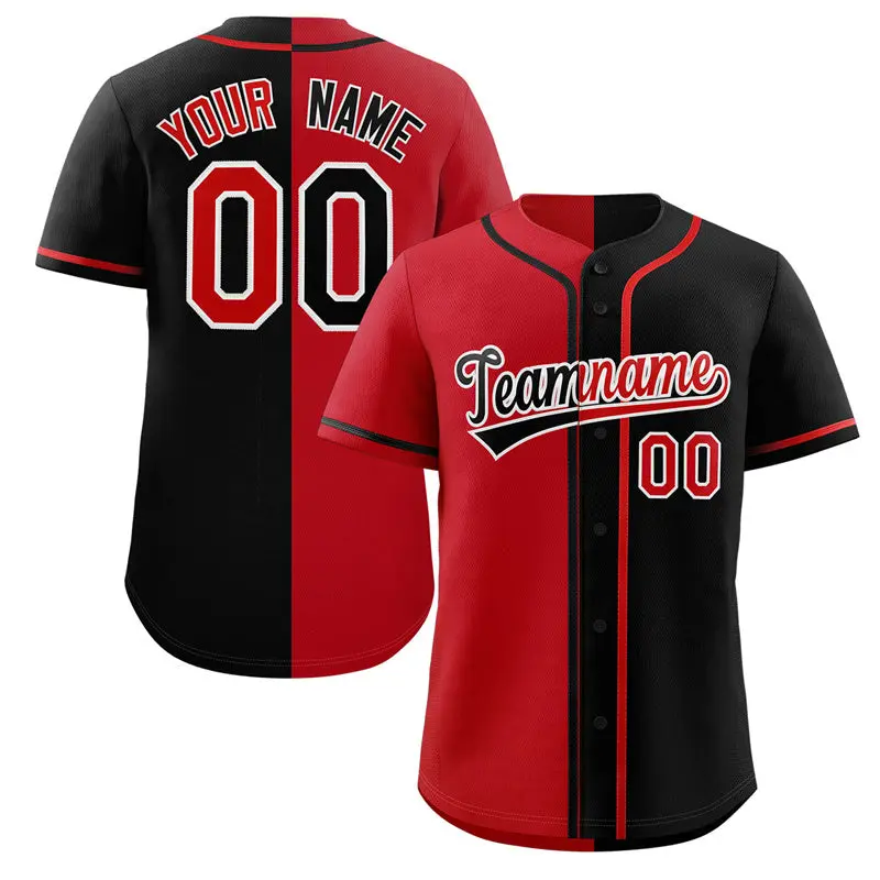 Black Red-White Hook Split Fashion Authentic Baseball Jersey