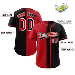 Black Red-White Hook Split Fashion Authentic Baseball Jersey 2