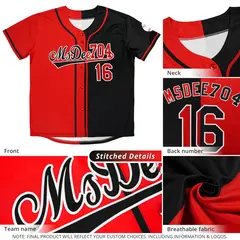 Black Red-White Hook Split Fashion Authentic Baseball Jersey 4