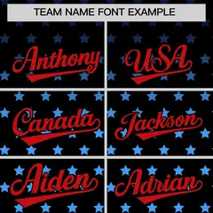 Black Red-White Raglan Sleeve Star Print Baseball Jersey 3