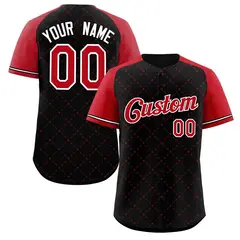 Black Red-White Rhombus Authentic Baseball Jersey