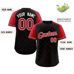 Black Red-White Rhombus Authentic Baseball Jersey 2