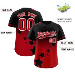 Black Red White Rising Stars Gradient Baseball Jersey 2