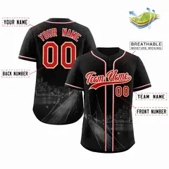 Black Red-White San Francisco City Skyline Baseball Jersey 2