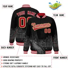 Black Red-White San Francisco Skyline Varsity Full-Snap Track Jacket 2