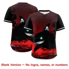 Black Red White Shark Graffiti Pattern Baseball Jersey 7