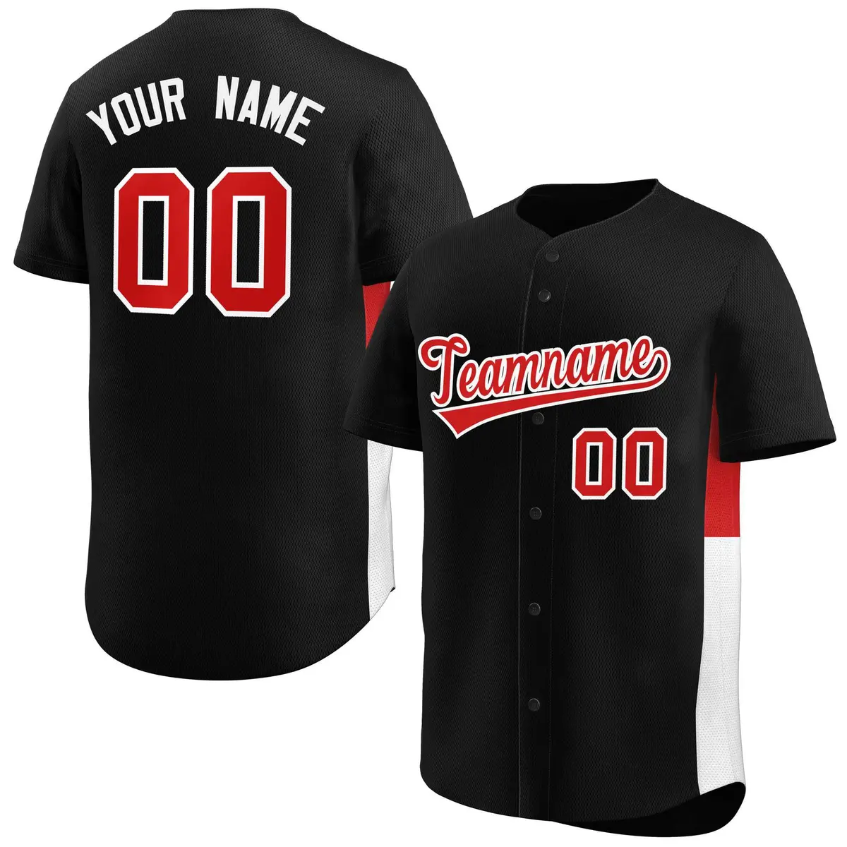 Black Red-White Side Two-Tone Authentic Baseball Jersey