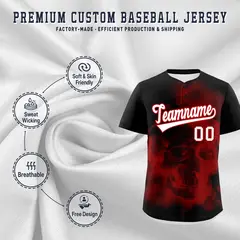 Black Red White Skeleton Graffiti Baseball Jersey 4