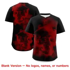 Black Red White Skeleton Graffiti Baseball Jersey 8