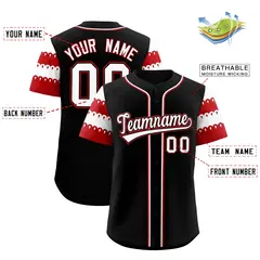 Black Red White Sleeve Flag Lace Baseball Jersey 2