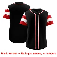 Black Red White Sleeve Flag Lace Baseball Jersey 7