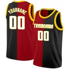 Black Red-White Split Fashion Basketball Jersey 1