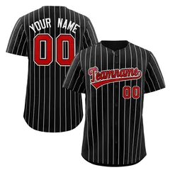 Black Red-White Stripe Authentic Fashion Baseball Jersey