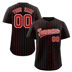 Black Red-White Stripe Authentic Fashion Baseball Jersey