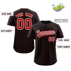Black Red-White Stripe Authentic Fashion Baseball Jersey 2