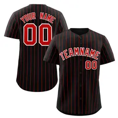 Black Red-White Stripe Authentic Fashion Baseball Jersey