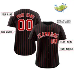 Black Red-White Stripe Authentic Fashion Baseball Jersey 2