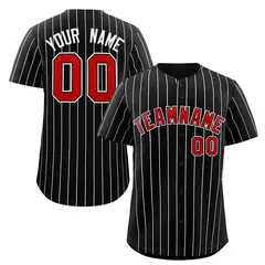 Black Red-White Stripe Authentic Fashion Baseball Jersey