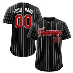 Black Red-White Stripe Authentic Fashion Baseball Jersey