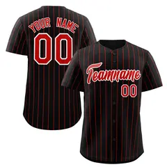 Black Red-White Stripe Authentic Fashion Baseball Jersey