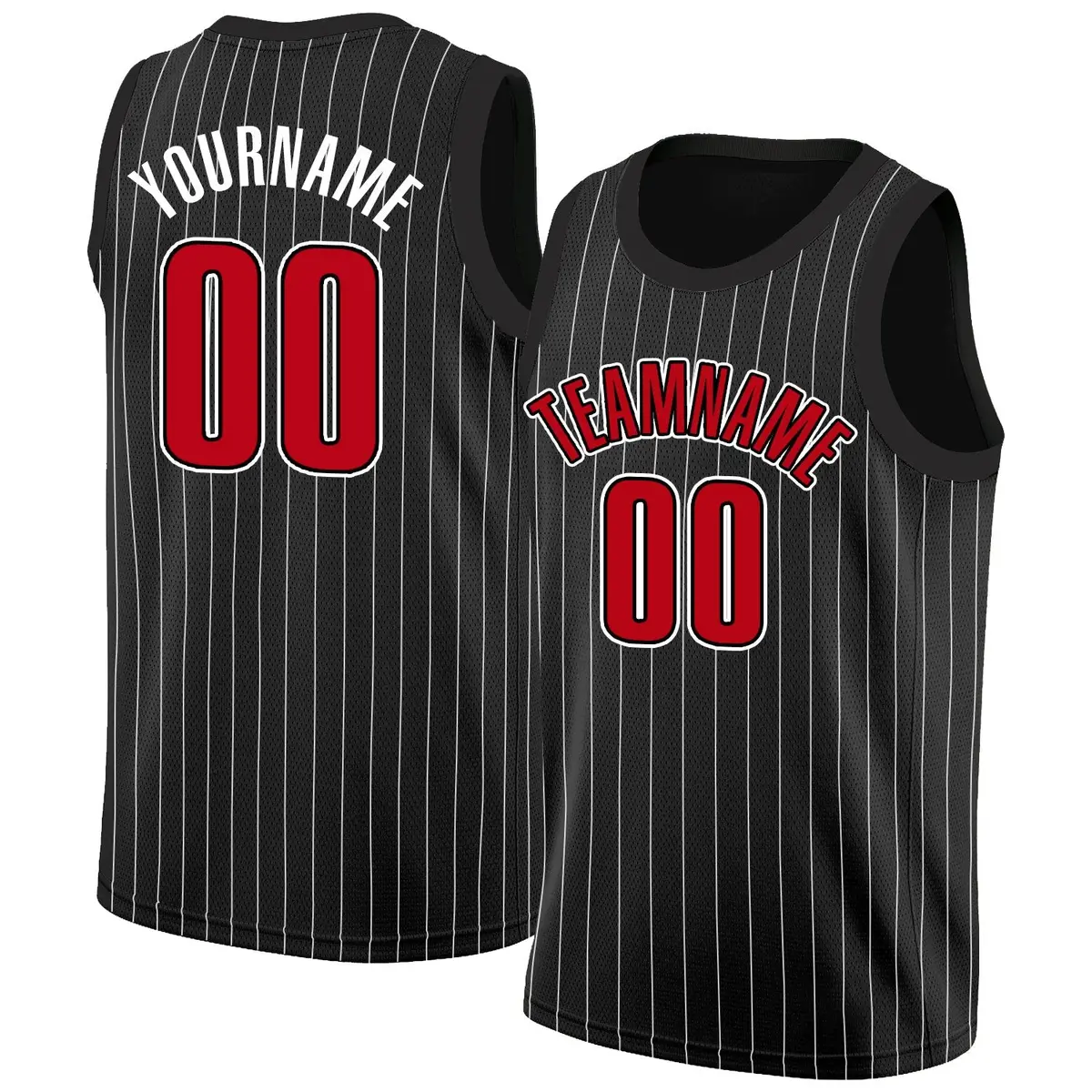 Black Red-White Stripe Fashion Basketball Jersey