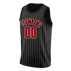 Black Red-White Stripe Fashion Basketball Jersey 3