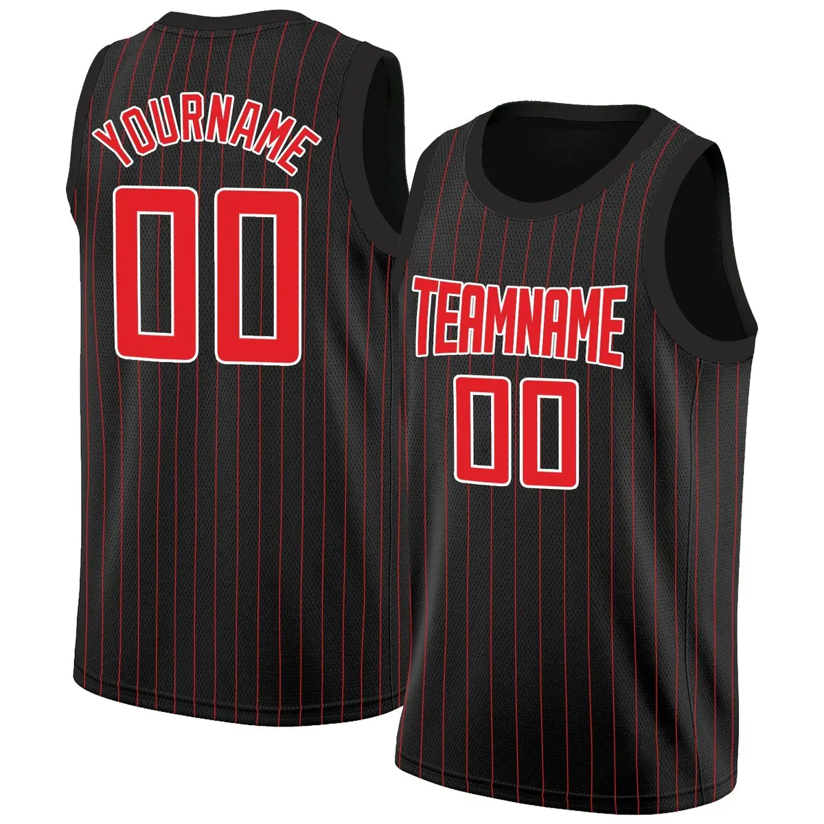 Black Red-White Stripe Fashion Basketball Jersey