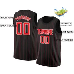 Black Red-White Stripe Fashion Basketball Jersey 2