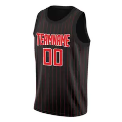 Black Red-White Stripe Fashion Basketball Jersey 3