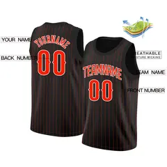 Black Red-White Stripe Fashion Basketball Jersey 2