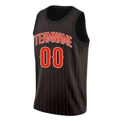 Black Red-White Stripe Fashion Basketball Jersey 3