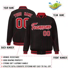 Black Red White Stripe Letterman Jacket for Team Sports 2