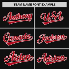 Black Red-White Stripe Raglan Sleeves Two-Button Softball Jersey 3