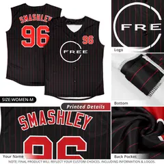 Black Red-White Striped Sleeveless Fashion Baseball Jersey 3