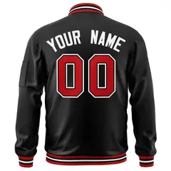Black Red-White Varsity Full-Zip Letterman Bomber Jacket 4