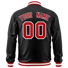 Black Red-White Varsity Full-Zip Letterman Bomber Jacket 4