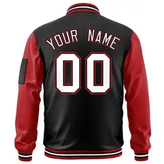 Black Red-White Varsity Raglan Letterman Bomber Jacket 4