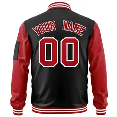 Black Red-White Varsity Raglan Letterman Bomber Jacket 4
