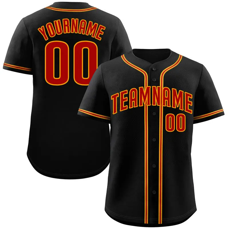 Black Red-Yellow Authentic Classic Baseball Jersey