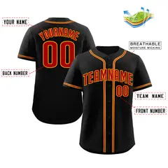Black Red-Yellow Authentic Classic Baseball Jersey 2