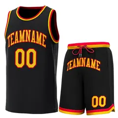 Black Red-Yellow Classic Basketball Jersey 1