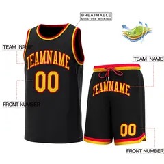Black Red-Yellow Classic Basketball Jersey 2