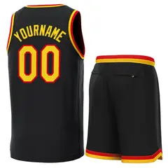 Black Red-Yellow Classic Basketball Jersey 3