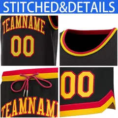 Black Red-Yellow Classic Basketball Jersey 6