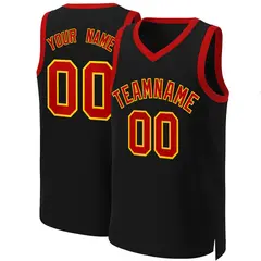 Black Red-Yellow Classic Basketball Jersey