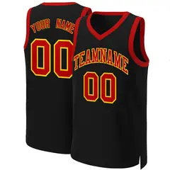 Black Red-Yellow Classic Basketball Jersey 1