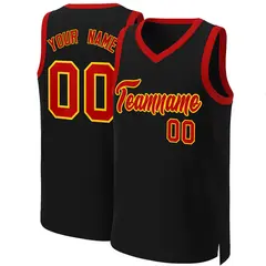 Black Red-Yellow Classic Basketball Jersey